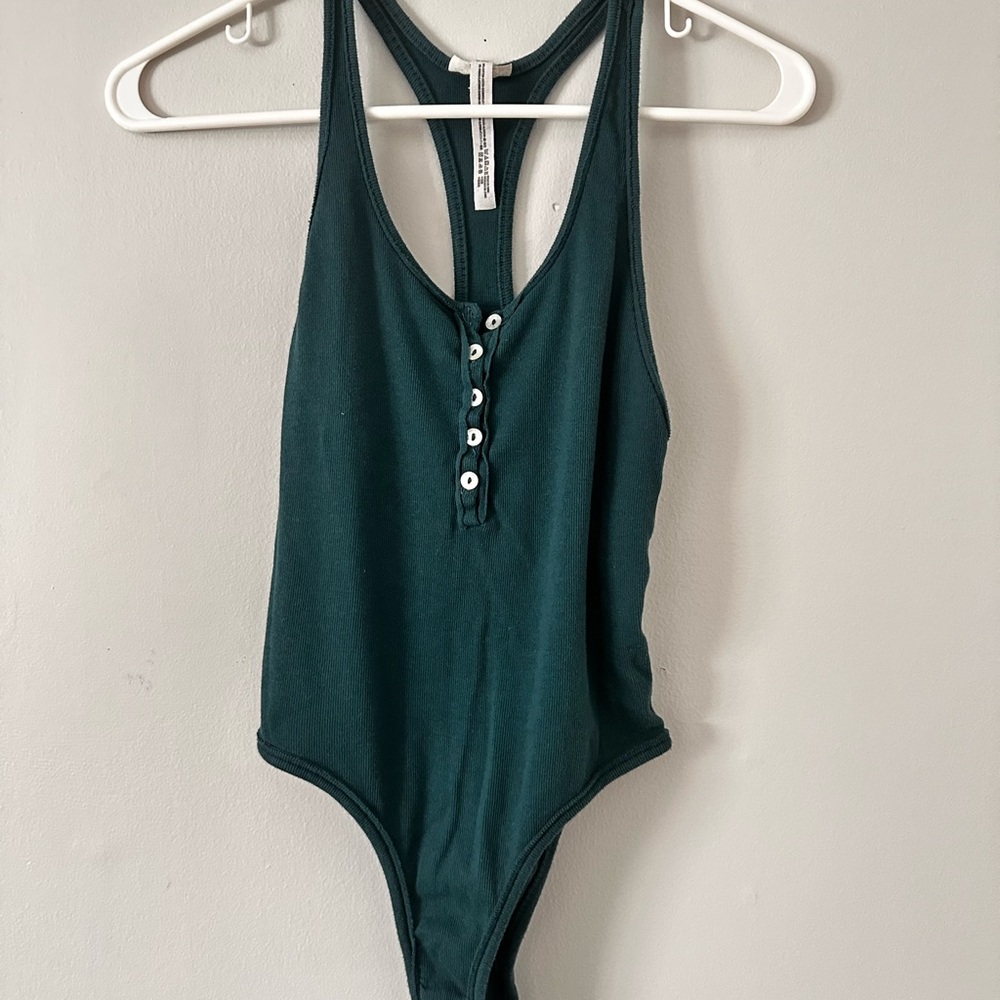 Free People Dark Green Bodysuit